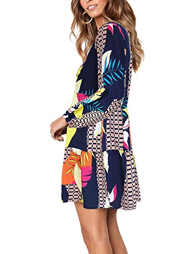 Amoretu Women Summer Tunic Dress V Neck Casual Loose Flowy Swing Shift Dresses